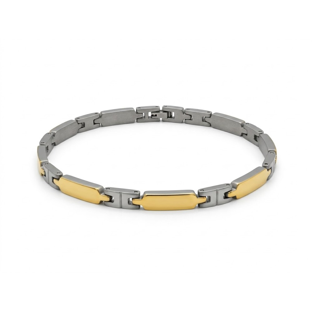 Bracciale uomo bicolore in acciaio con dettagli dorati – Doni Preziosi