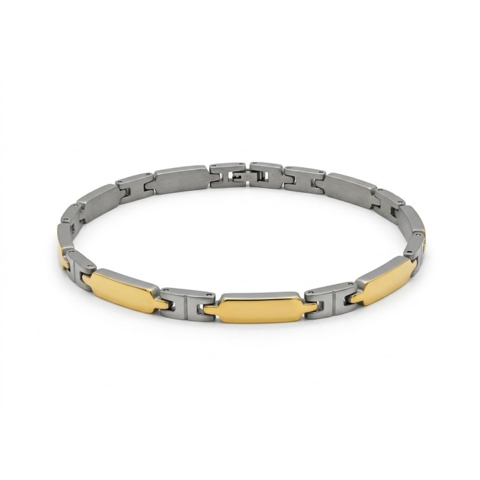 Bracciale uomo bicolore in acciaio con dettagli dorati – Doni Preziosi