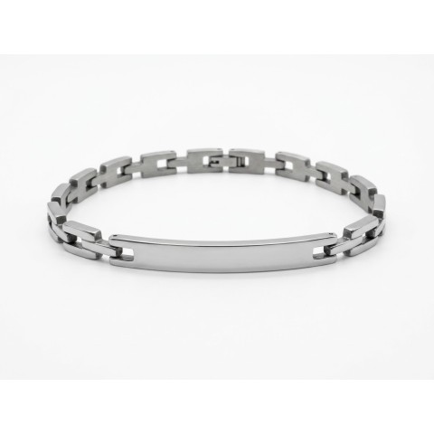 Bracciale uomo a maglie in acciaio con piastra personalizzabile tramite incisione – Doni Preziosi