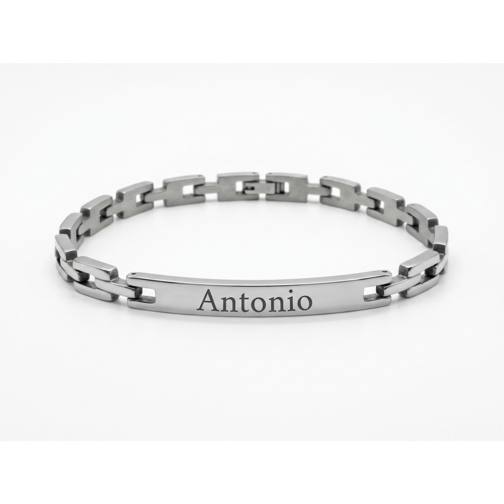 Bracciale Uomo a Maglie Personalizzabile in Acciaio
