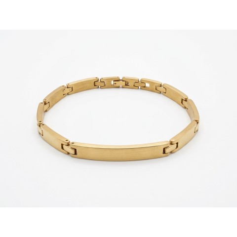 Bracciale uomo in acciaio dorato satinato con piastra personalizzabile – Doni Preziosi