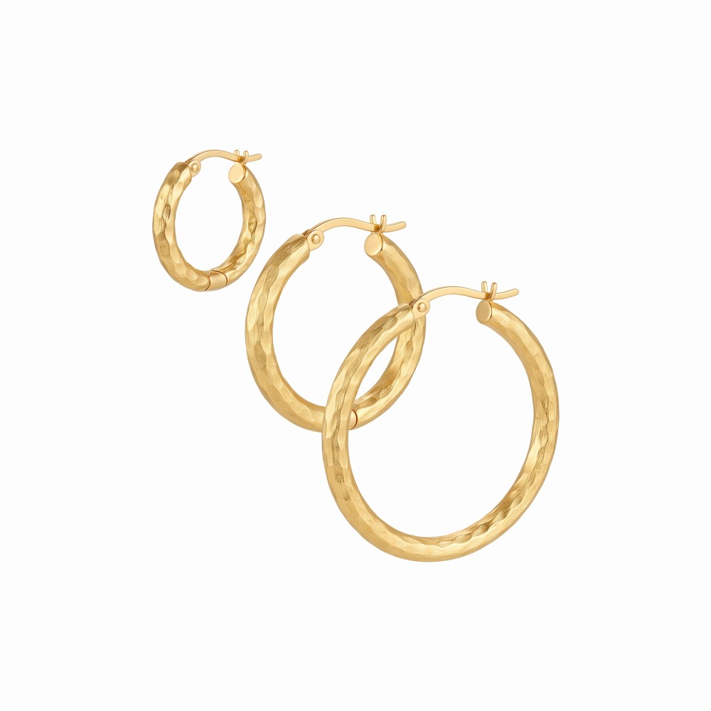 Set Orecchini cerchio effetto martellato